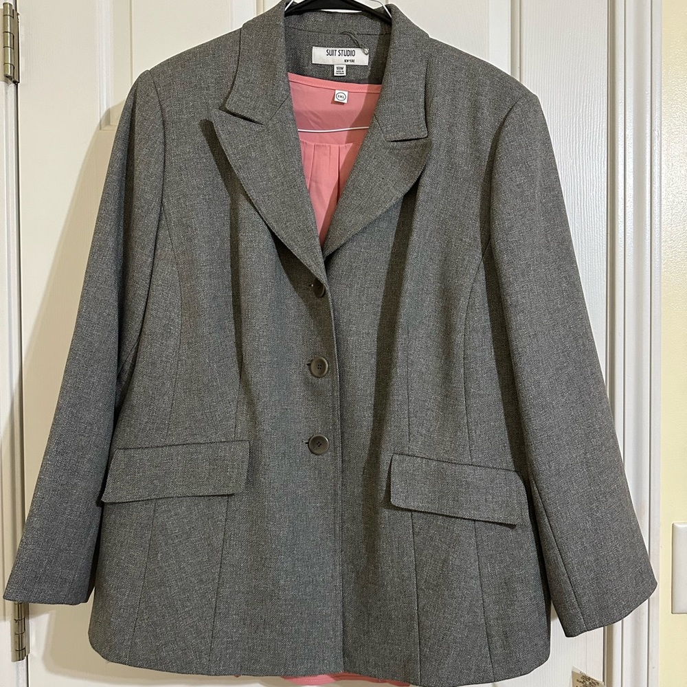 18w Women’s Gray Blazer Suit Jacket Business Work Interview